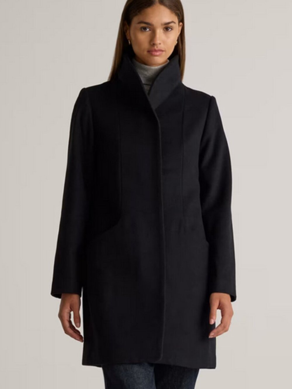 QUINCE Italian Wool Cocoon Coat Black Medium NWT